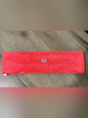 lululemon coral red terry headband